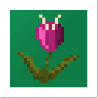 Purple Pixel Flower Posters and Art